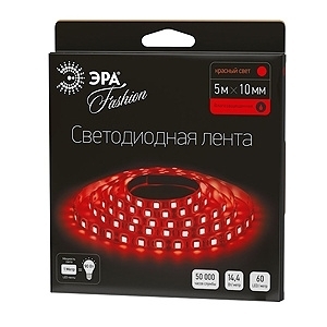 Светодиодная влагозащищенная лента ЭРА 14,4W/m 60LED/m 5050SMD красный 5M LS5050-60LED-IP65-R-5m