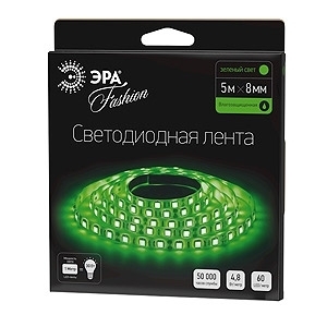 Светодиодная влагозащищенная лента ЭРА 4,8W/m 60LED/m 3528SMD зеленый 5M LS3528-60LED-IP65-G-5m