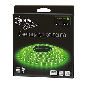 Светодиодная лента ЭРА 14,4W/m 60LED/m 5050SMD зеленый 5M LS5050-60LED-IP20-G-5m