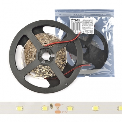 Светодиодная лента Volpe (UL-00001342) 4,8W/m 60LED/m 2835SMD теплый белый 5M ULS-Q921 2835-60LED/m-8mm-IP20-DC12V-4,8W/m-5M-WW