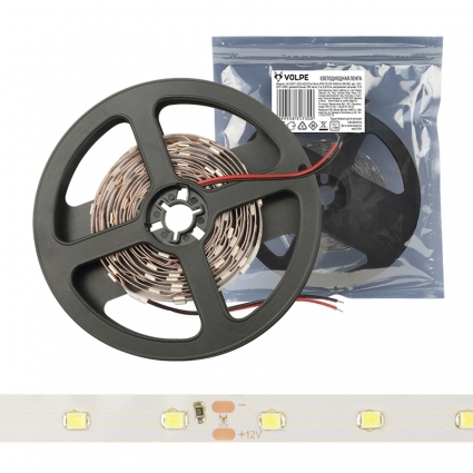 Светодиодная лента Volpe (UL-00002248) 4,8W/m 60LED/m 2835SMD теплый белый 3M ULS-Q921 2835-60LED/m-8mm-IP20-DC12V-4,8W/m-3M-WW