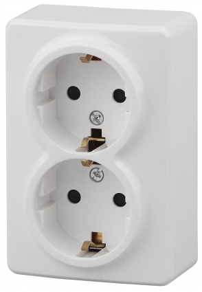 Розетка ЭРА Эксперт 2х2P E Schuko со шторками 16A 250V 11-2206-01
