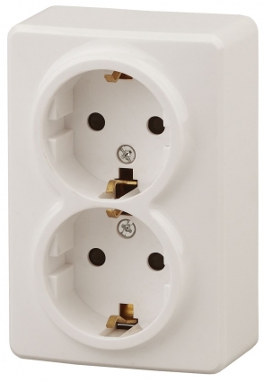 Розетка ЭРА Эксперт 2х2P E Schuko со шторками 16A 250V 11-2206-02