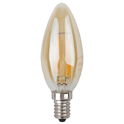 Лампа светодиодная филаментная ЭРА E14 5W 2700K золотая F-LED B35-5W-827-E14 gold