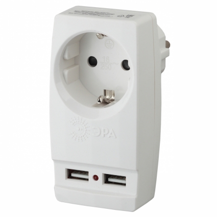 Сетевой разветвитель ЭРА SP-1e-USB-W