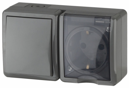 Блок розетка-выключатель ЭРА Эксперт IP54 16A 250V 11-7401-03