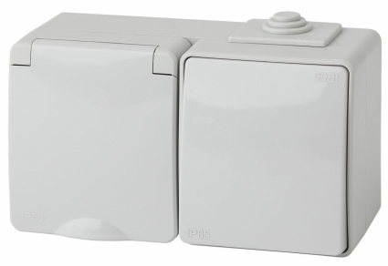 Блок розетка-выключатель ЭРА Эксперт IP65 16A 250V 11-7601-03