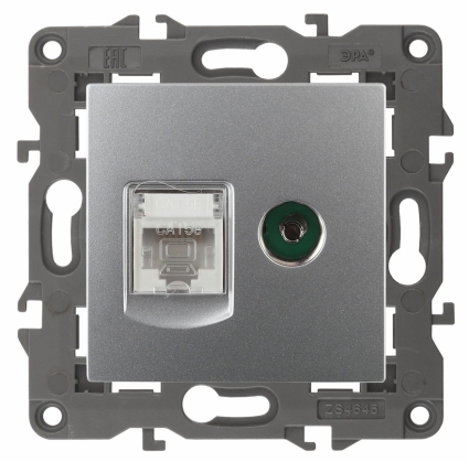 Розетка комбинированная RJ45+TV ЭРА Elegance 14-3110-03