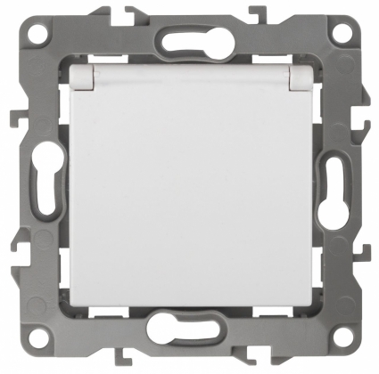Розетка ЭРА 12 2P E Schuko со шторками с крышкой 16A 250V 12-2103-01