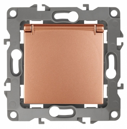 Розетка ЭРА 12 2P E Schuko со шторками с крышкой 16A 250V 12-2103-14