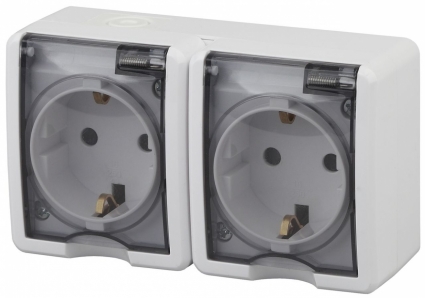 Розетка ЭРА Эксперт 2х2P+E IP54 16A 250V 11-2403-01