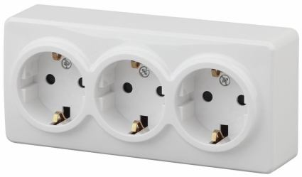 Розетка ЭРА Эксперт 3х2P E со шторками Schuko 16A 250V 11-2209-01