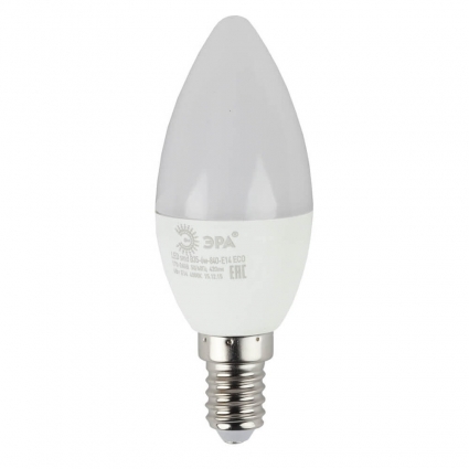 Лампа светодиодная ЭРА E14 6W 2700K матовая ECO LED B35-6W-827-E14