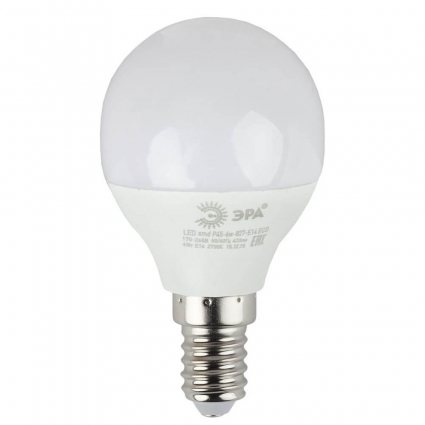 Лампа светодиодная ЭРА E14 6W 2700K матовая ECO LED P45-6W-827-E14