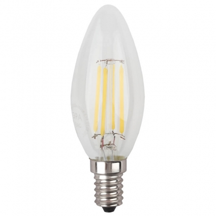 Лампа светодиодная филаментная ЭРА E14 7W 2700K прозрачная F-LED B35-7W-827-E14