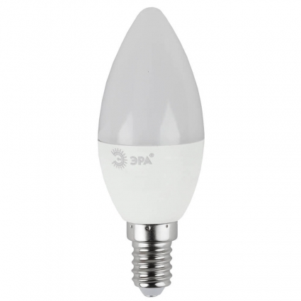 Лампа светодиодная ЭРА E14 7W 6000K матовая LED B35-7W-860-E14