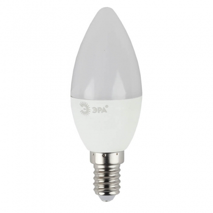 Лампа светодиодная ЭРА E14 9W 2700K матовая LED B35-9W-827-E14