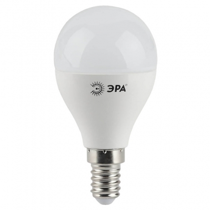 Лампа светодиодная ЭРА E14 9W 2700K матовая LED P45-9W-827-E14