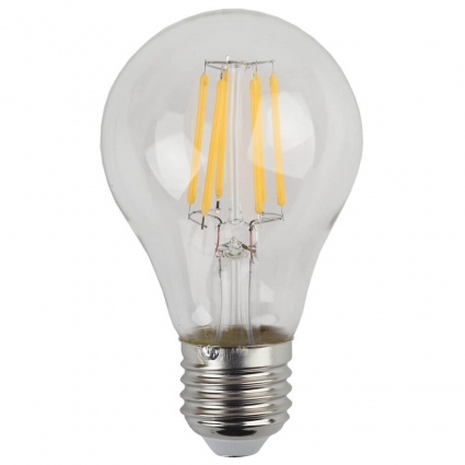 Лампа светодиодная филаментная ЭРА E27 7W 2700K прозрачная F-LED A60-7W-827-E27