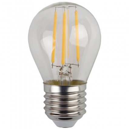 Лампа светодиодная филаментная ЭРА E27 7W 4000K прозрачная F-LED P45-7W-840-E27