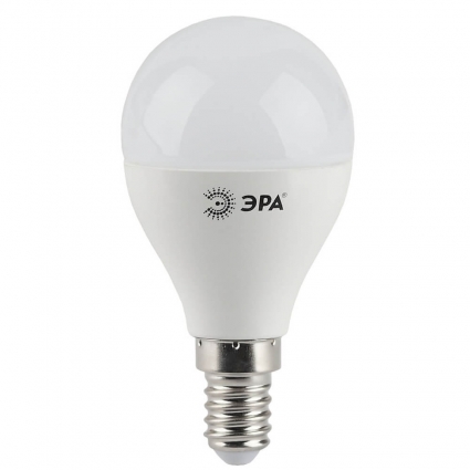 Лампа светодиодная ЭРА E14 5W 4000K матовая LED P45-5W-840-E14