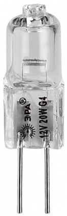 Лампа галогенная ЭРА G4 20W 2700K прозрачная G4-JC-20W-12V
