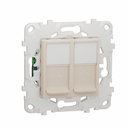 Розетка компьютерная RJ45X2 Schneider Electric Unica New Cat. 5е UTP NU542044