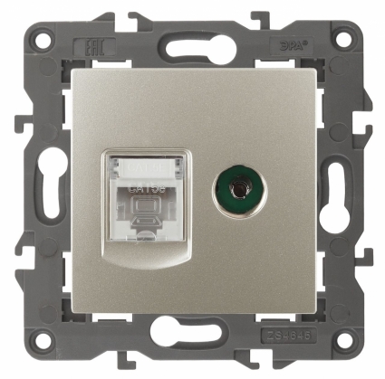 Розетка комбинированная RJ45+TV ЭРА Elegance 14-3110-04