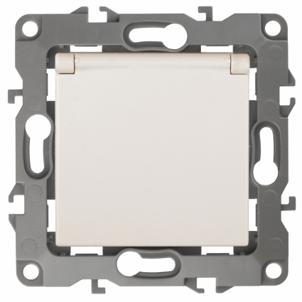 Розетка ЭРА 12 2P E Schuko со шторками с крышкой 16A 250V 12-2003-02
