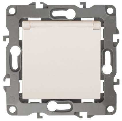 Розетка ЭРА 12 2P E Schuko со шторками с крышкой 16A 250V 12-2103-02
