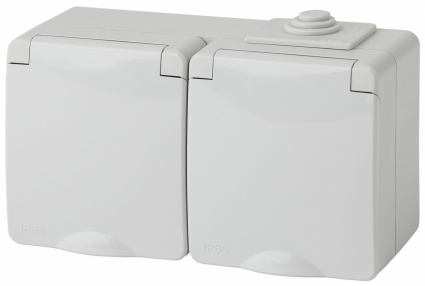 Розетка ЭРА Эксперт 2х2P E IP65 16A 250V 11-2603-03