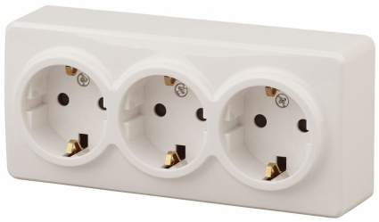 Розетка ЭРА Эксперт 3х2P E Schuko 16A 250V 11-2208-02
