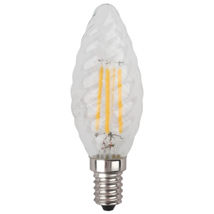Лампа светодиодная филаментная ЭРА E14 5W 2700K прозрачная F-LED BTW-5W-827-E14