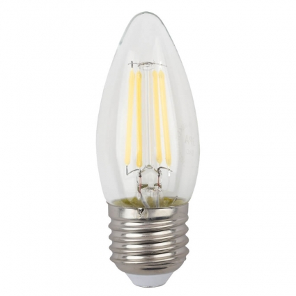 Лампа светодиодная филаментная ЭРА E27 5W 4000K прозрачная F-LED B35-5W-840-E27
