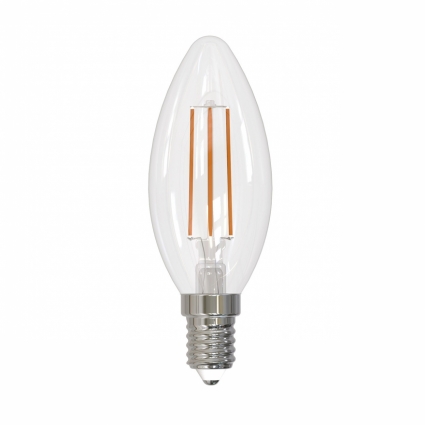 Лампа светодиодная филаментная (UL-00005161) Uniel E14 9W 4000K прозрачная LED-C35-9W/4000K/E14/CL PLS02WH