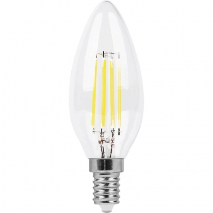 Лампа светодиодная филаментная Feron E14 11W 2700K Свеча Прозрачная LB-713 38006
