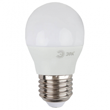 Лампа светодиодная ЭРА E27 9W 2700K матовая LED P45-9W-827-E27