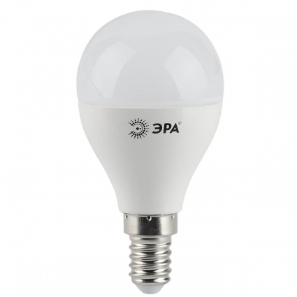 Лампа светодиодная ЭРА E14 5W 2700K матовая LED P45-5W-827-E14