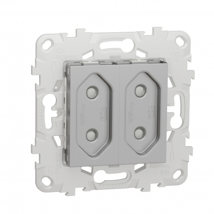 Розетка двойная Schneider Electric Unica New б/з со шторками NU503130