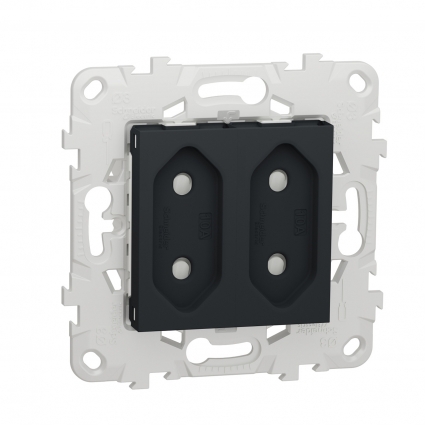Розетка двойная Schneider Electric Unica New б/з со шторками NU503154
