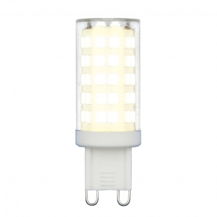Лампа светодиодная (UL-00006488) Uniel G9 9W 3000K прозрачная LED-JCD-9W/3000K/G9/CL GLZ09TR
